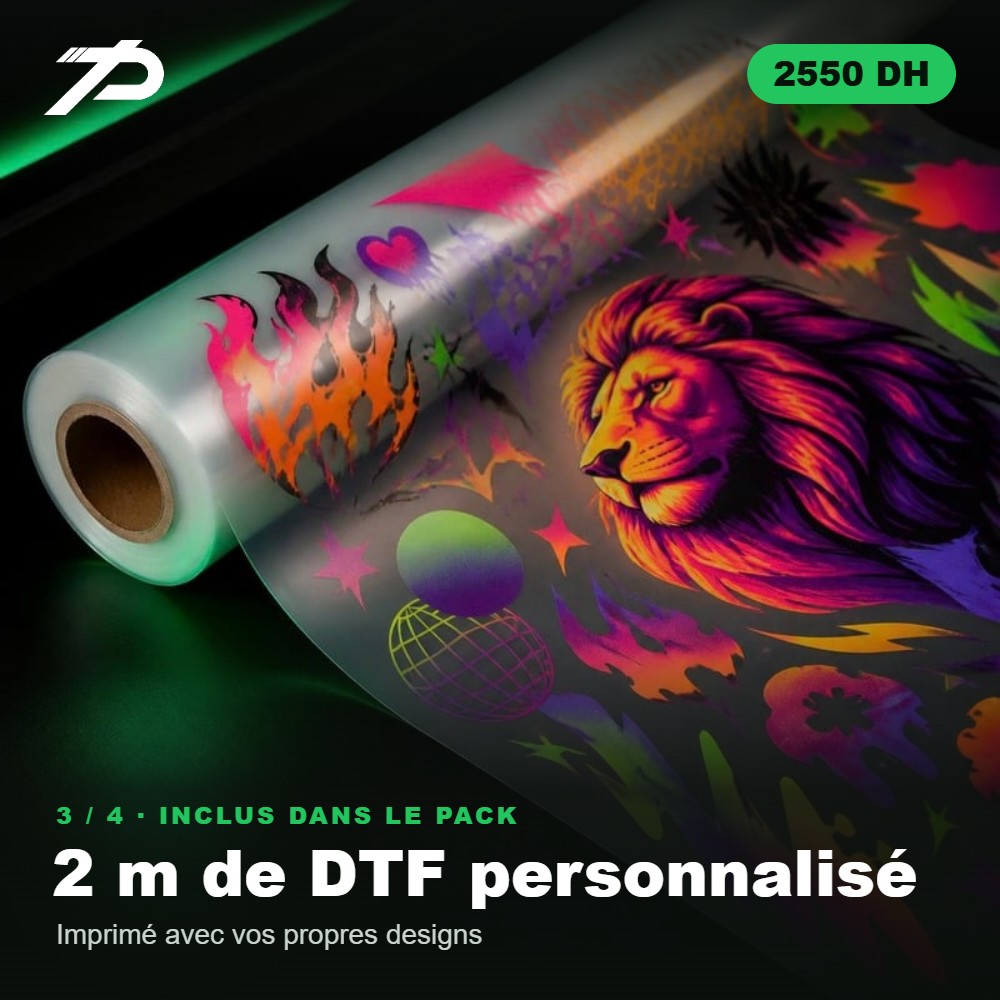 2 m de DTF personnalisé avec vos designs – inclus dans le pack
